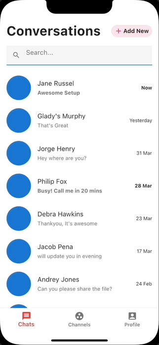 Flutter Simple chat UI 실행 화면 chatdetail 01