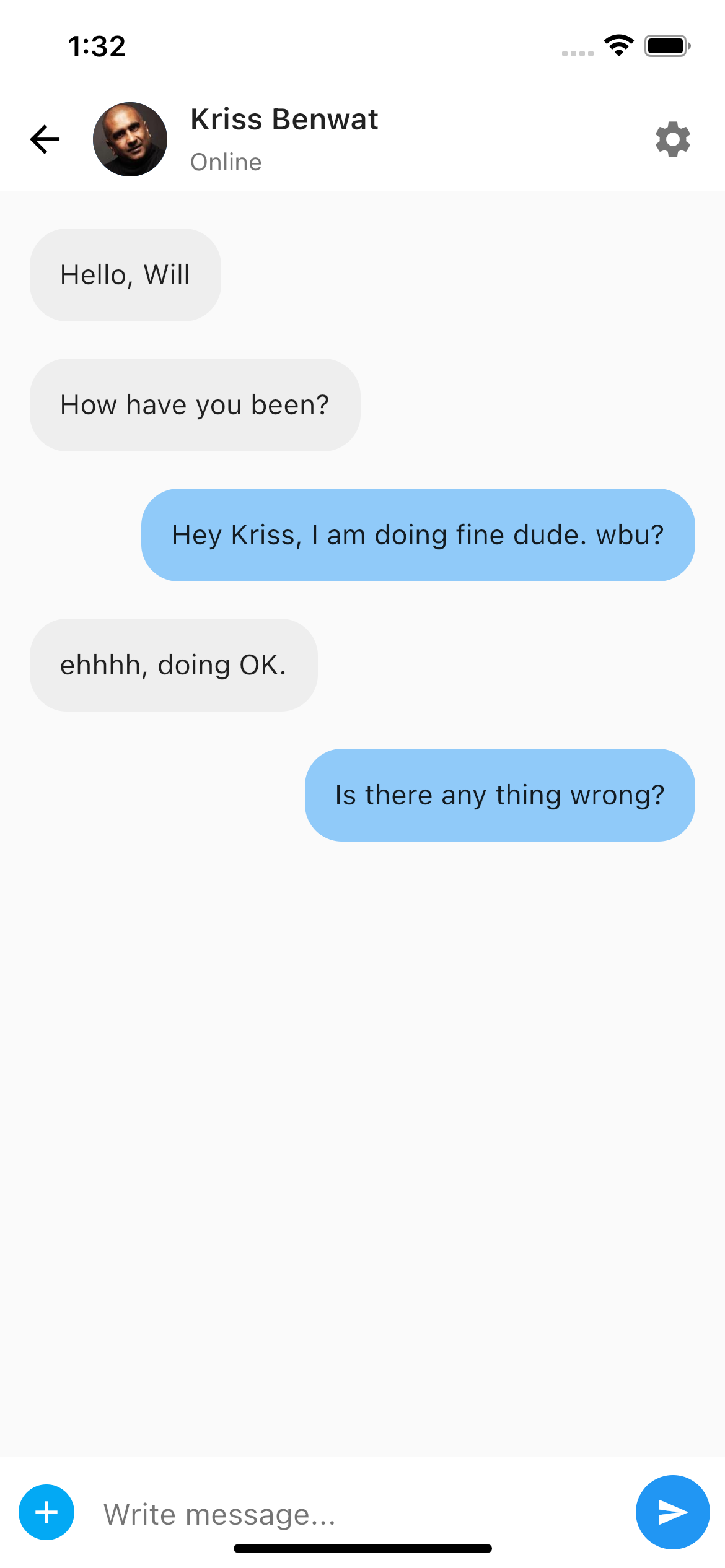 Flutter Simple chat UI 실행 화면 chatdetail 05